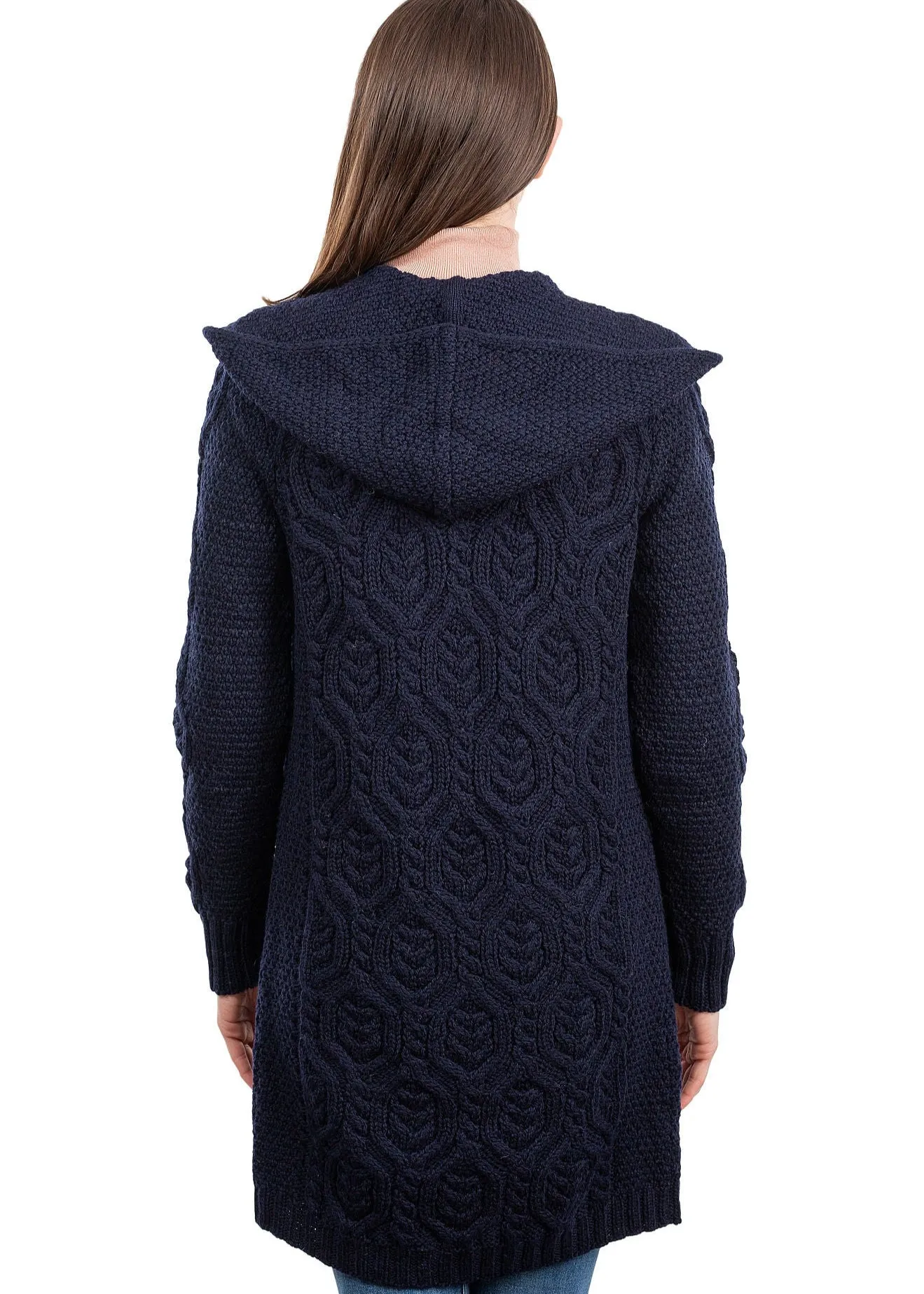 Ladies Classic Long Hooded Cardigan | Navy