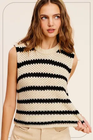 Le Lis Chunky Stripe Sleeveless Sweater Top