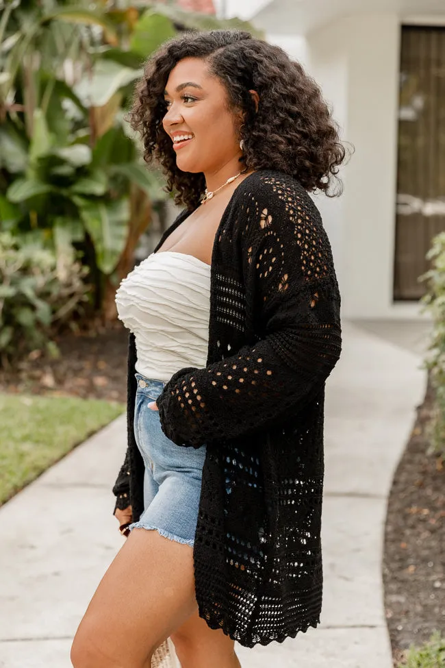 Let's Get Going Black Crochet Cardigan FINAL SALE