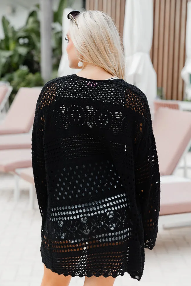 Let's Get Going Black Crochet Cardigan FINAL SALE