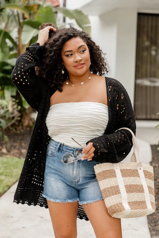 Let's Get Going Black Crochet Cardigan FINAL SALE