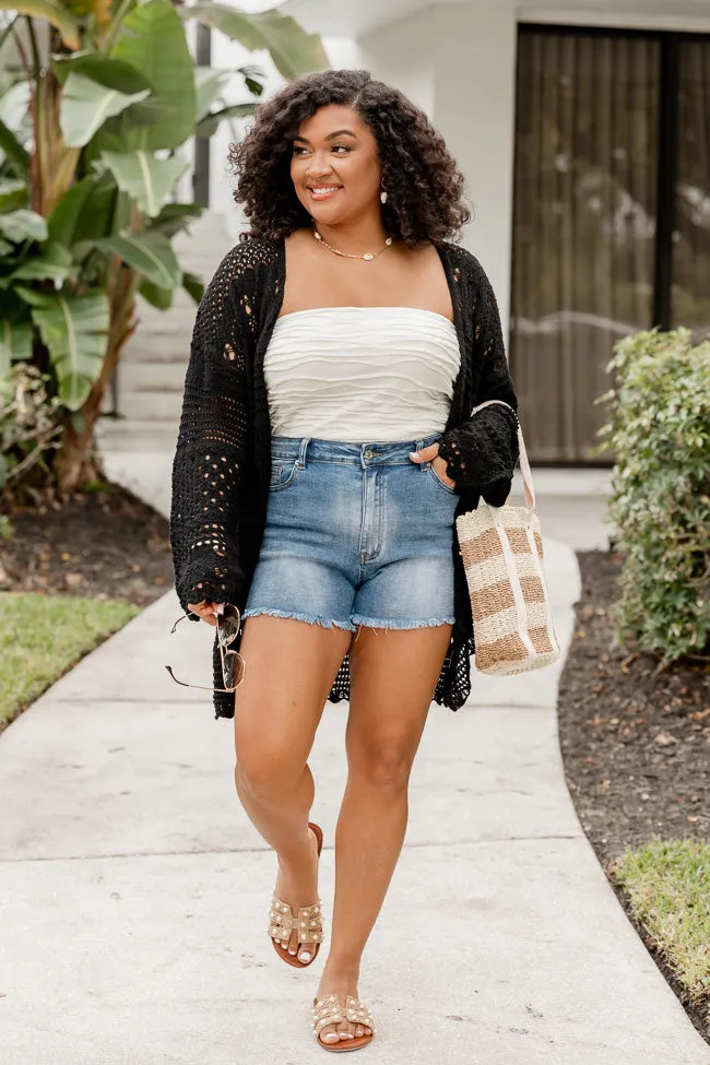Let's Get Going Black Crochet Cardigan FINAL SALE