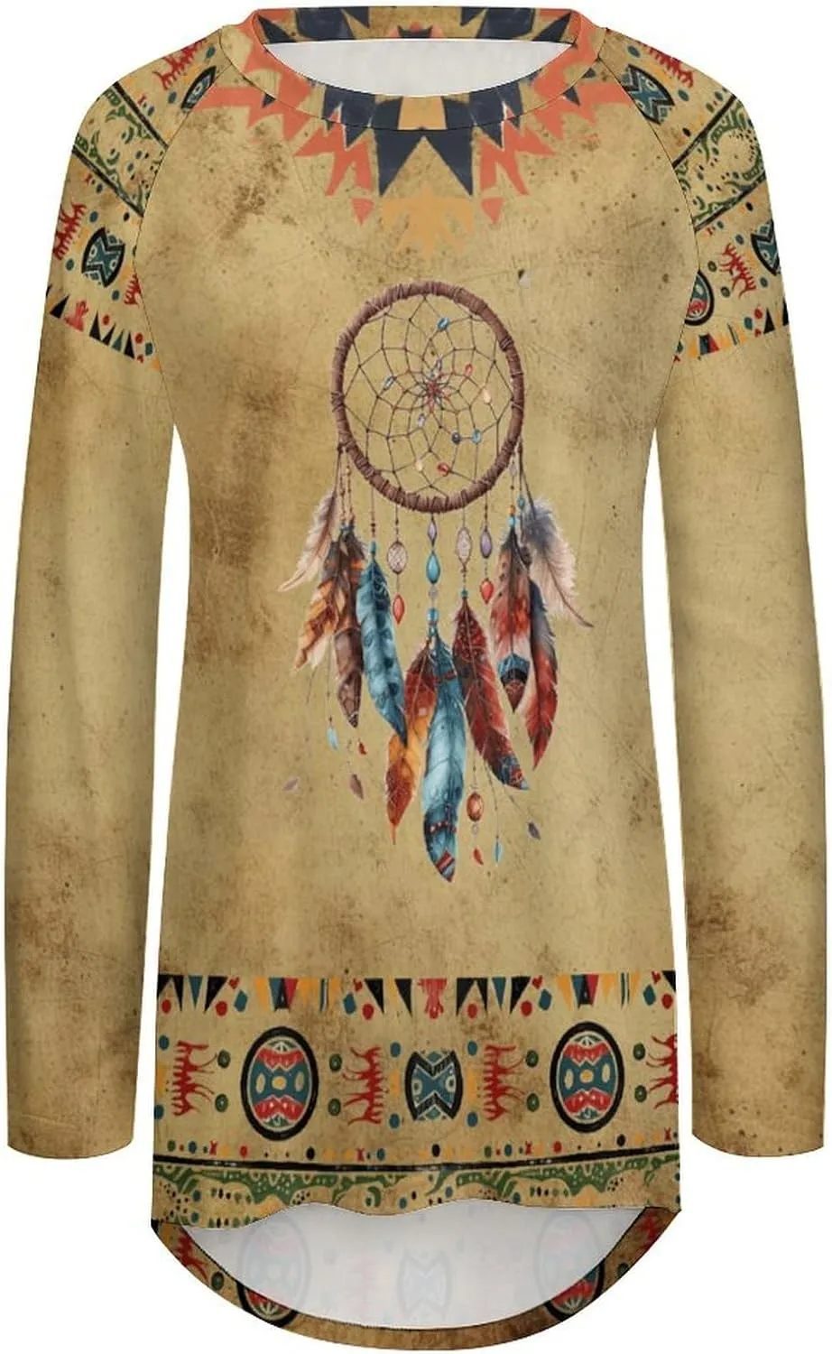 Long Sleeve Shirts for Women Aztec Pullover TopsAmerican Clothing Fall Comfy Fashion Boho Tops for Women