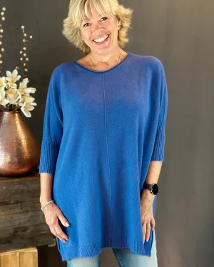 Longline Slouchy Jumper - Marine Blue