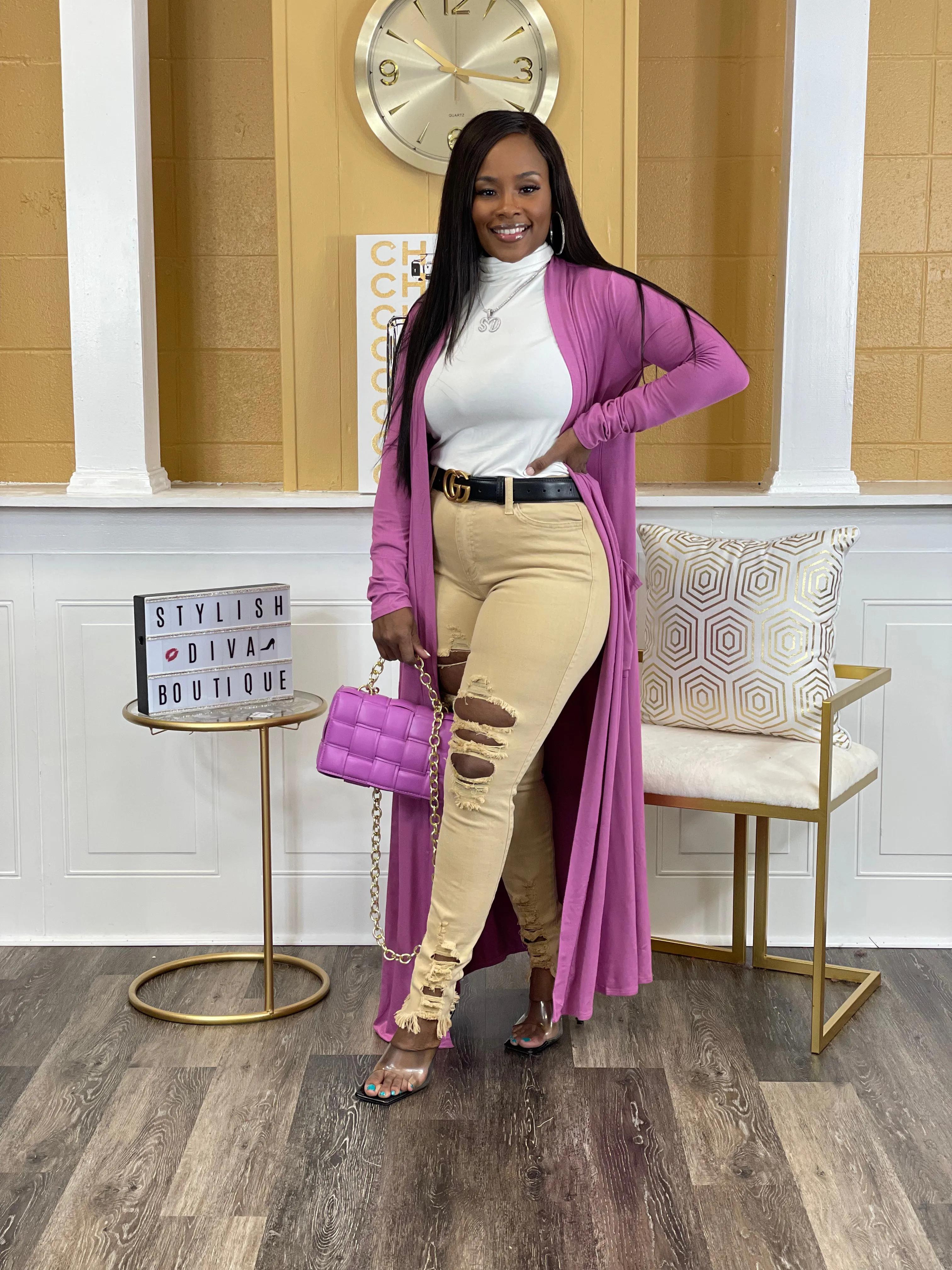 Marley Maxi Cardigan (Mauve Pink)
