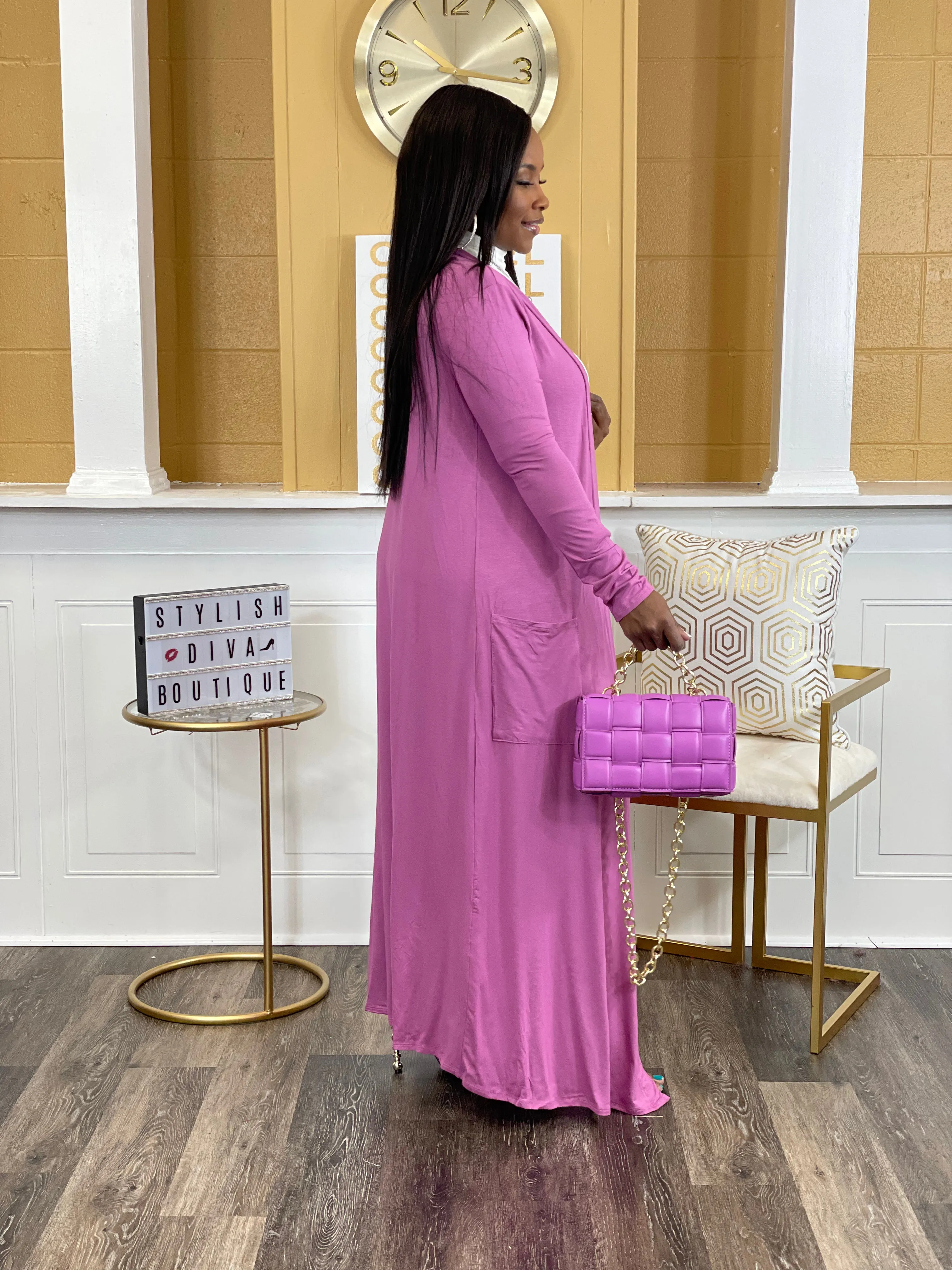 Marley Maxi Cardigan (Mauve Pink)