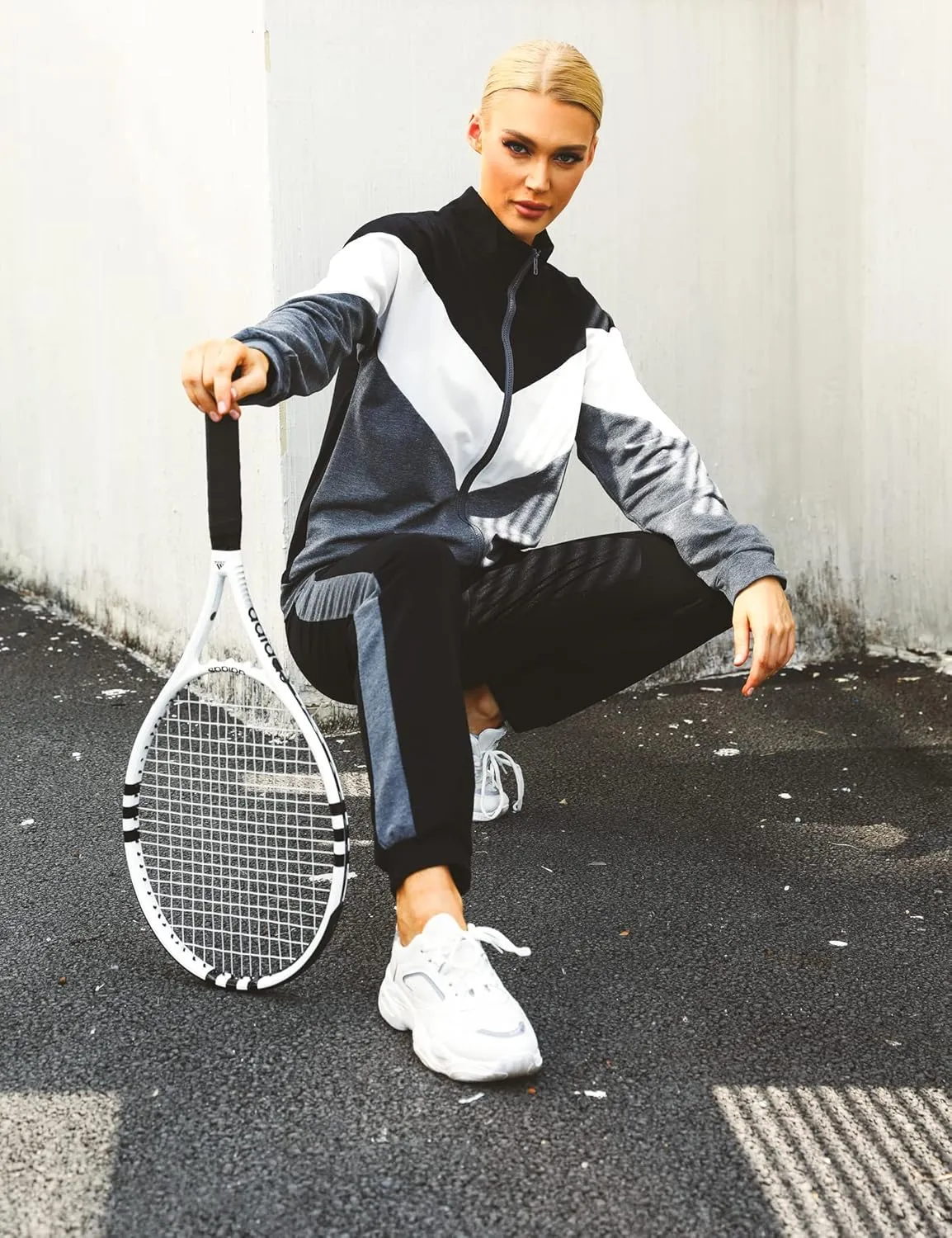 Marvmys Women's Tracksuit Set 2 Piece Sweatsuit Outfits Long Sleeve Zip Up Lounge Jogger Set with Pocket