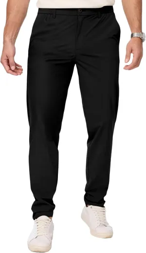 Mens Chino Pants Lightweight Quick Dry Golf Pants Stretch Slim Fit Business Casual Work Dress Slacks Zipper Pocket