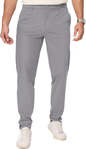 Mens Chino Pants Lightweight Quick Dry Golf Pants Stretch Slim Fit Business Casual Work Dress Slacks Zipper Pocket