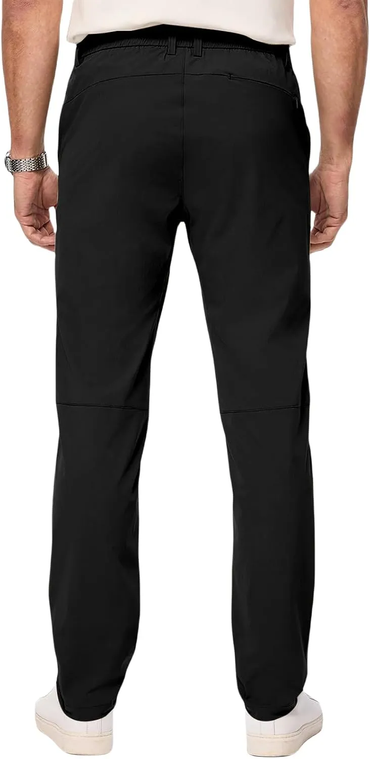 Mens Chino Pants Lightweight Quick Dry Golf Pants Stretch Slim Fit Business Casual Work Dress Slacks Zipper Pocket