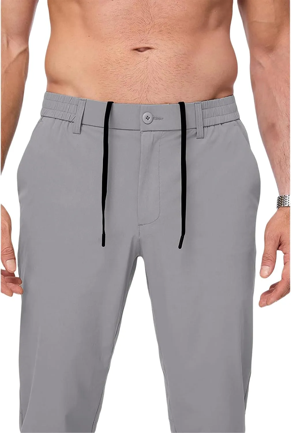Mens Chino Pants Lightweight Quick Dry Golf Pants Stretch Slim Fit Business Casual Work Dress Slacks Zipper Pocket