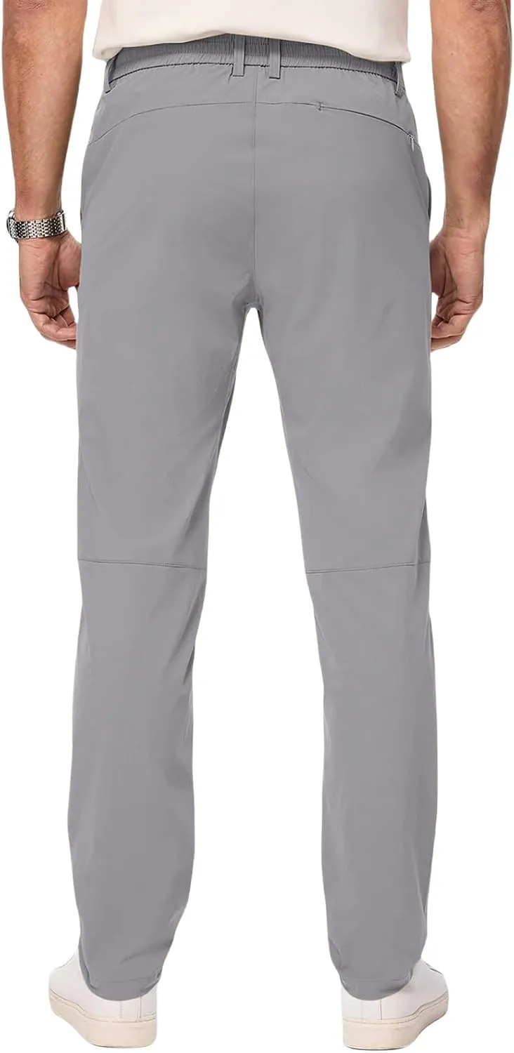 Mens Chino Pants Lightweight Quick Dry Golf Pants Stretch Slim Fit Business Casual Work Dress Slacks Zipper Pocket