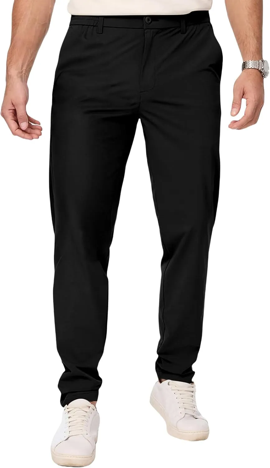 Mens Chino Pants Lightweight Quick Dry Golf Pants Stretch Slim Fit Business Casual Work Dress Slacks Zipper Pocket