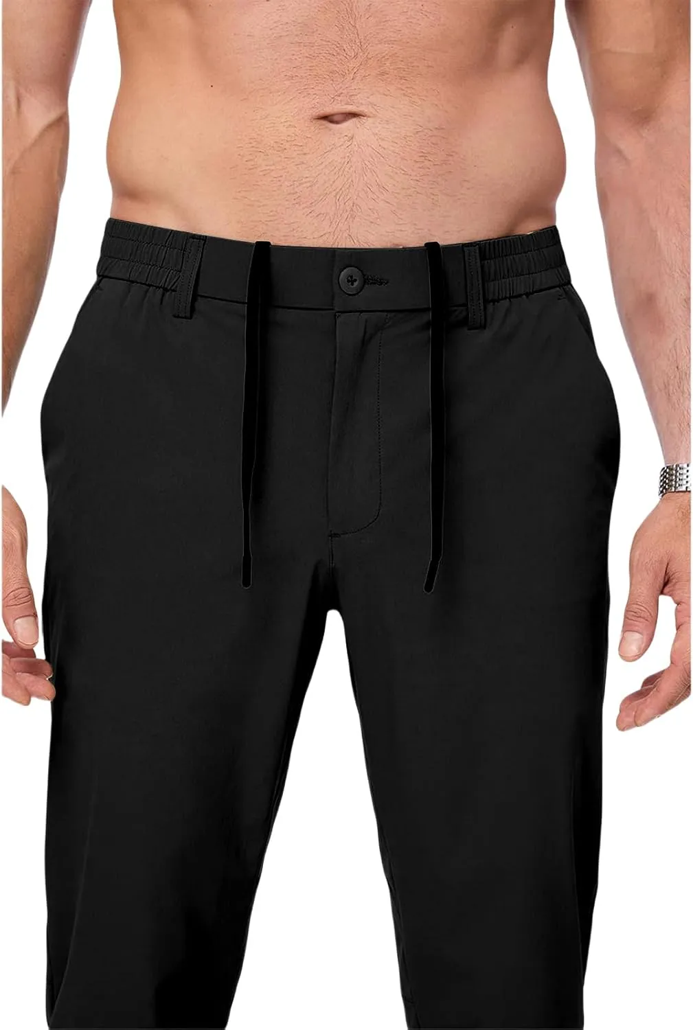 Mens Chino Pants Lightweight Quick Dry Golf Pants Stretch Slim Fit Business Casual Work Dress Slacks Zipper Pocket