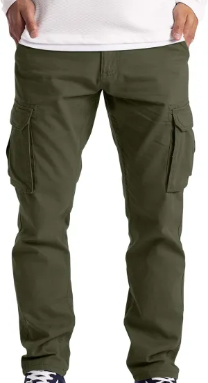 Mens Sweatpants with Pockets Big and Tall Cargo Pants Lightweight Cotton Jogger Work Pants 6 Pocket Full Outdoor Casual