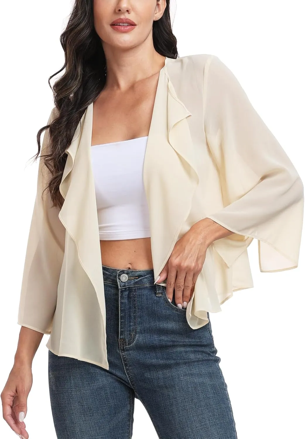 MISS MOLY Women Summer Bolero Shrug Cardigans Chiffon Loose Kimono Lightweight Shawl Cape Cover Ups
