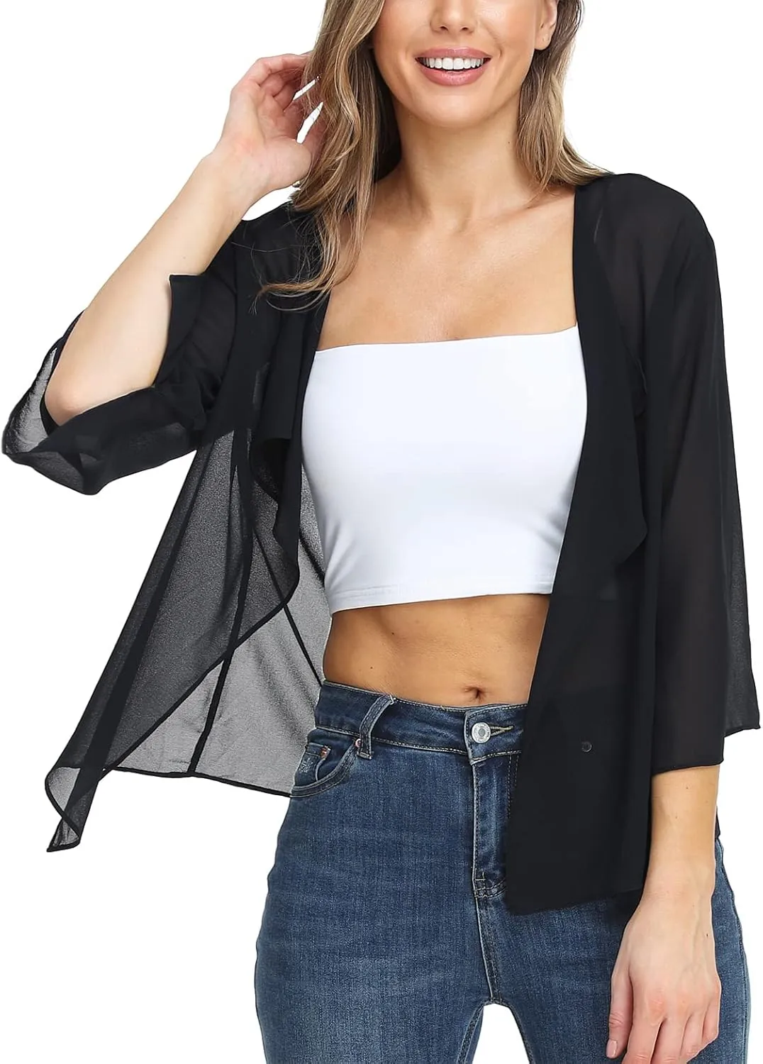 MISS MOLY Women Summer Bolero Shrug Cardigans Chiffon Loose Kimono Lightweight Shawl Cape Cover Ups