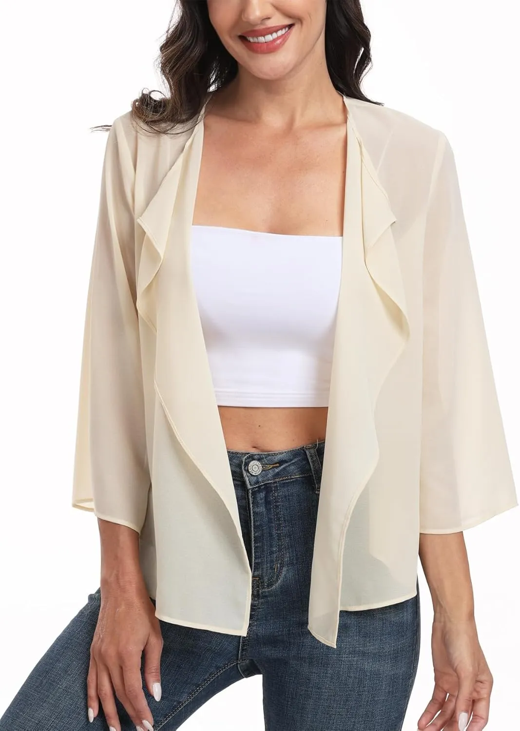 MISS MOLY Women Summer Bolero Shrug Cardigans Chiffon Loose Kimono Lightweight Shawl Cape Cover Ups
