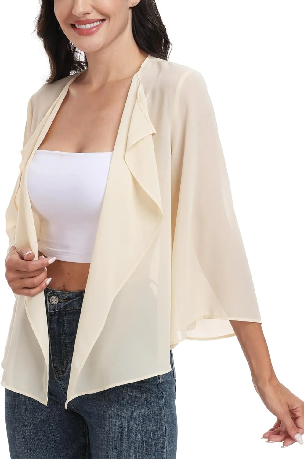 MISS MOLY Women Summer Bolero Shrug Cardigans Chiffon Loose Kimono Lightweight Shawl Cape Cover Ups
