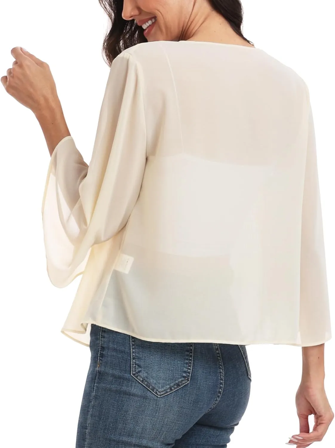 MISS MOLY Women Summer Bolero Shrug Cardigans Chiffon Loose Kimono Lightweight Shawl Cape Cover Ups