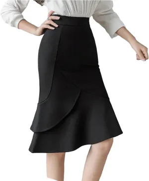 Mkjuuior Women's High Waist Bodycon Bridal Dress Korean Elegant Waisted Office Skirt