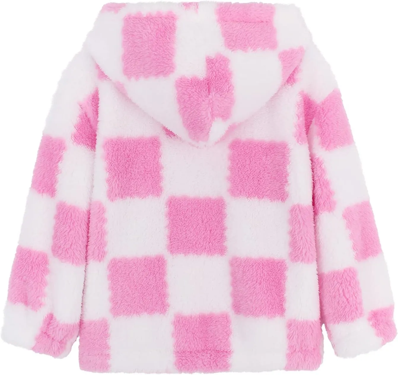 MODAFANS Girls Buffalo Plaid Fleece Hoodies Pullover Teddy Bear Jacket Sweatshirt Casual Outwear Coat with Pockets 4-13Years