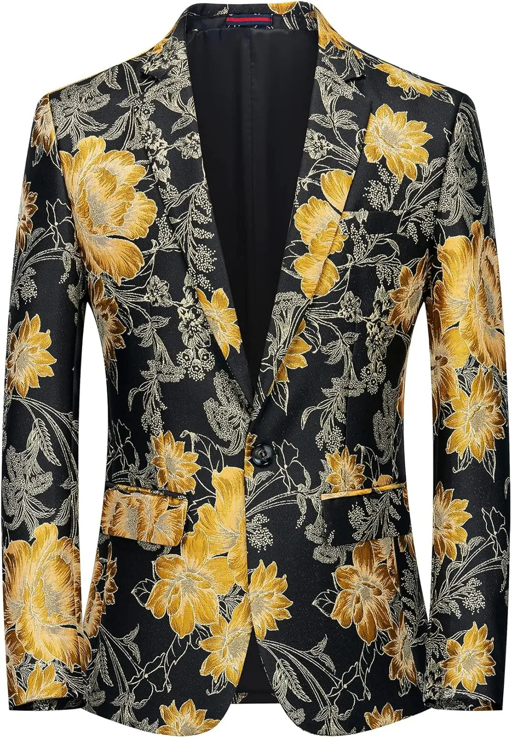 MOGU Mens Floral Blazer Slim Fit Elegant Tuxedo Jacket for Daily Prom Party