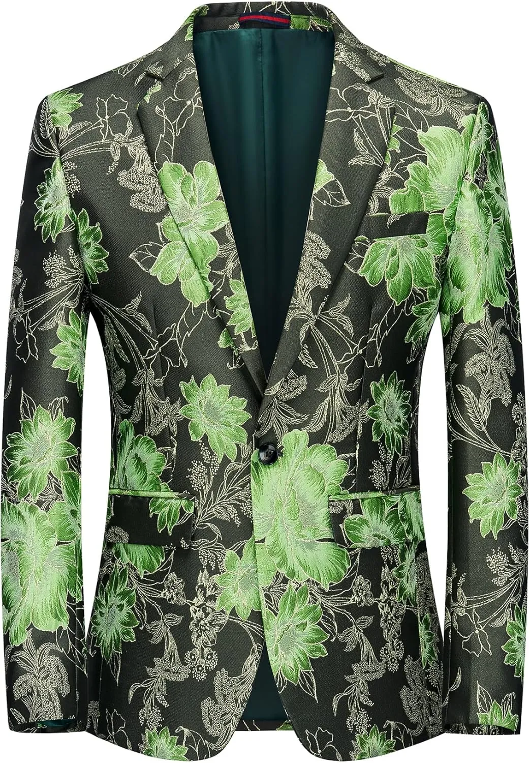 MOGU Mens Floral Blazer Slim Fit Elegant Tuxedo Jacket for Daily Prom Party