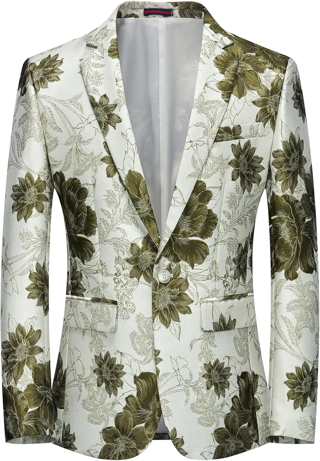 MOGU Mens Floral Blazer Slim Fit Elegant Tuxedo Jacket for Daily Prom Party