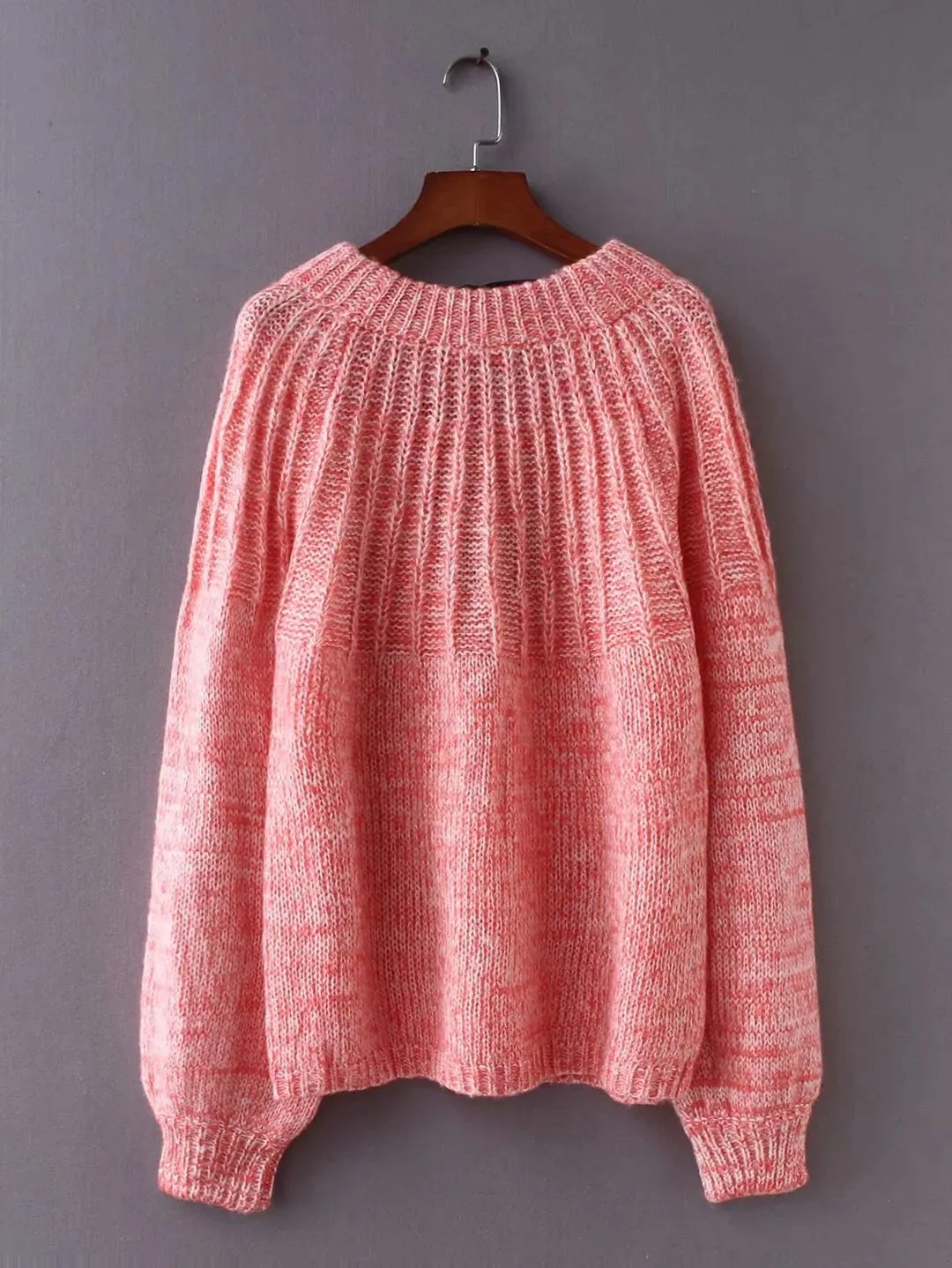 Mohair Backless Straps Bowknot Long Lantern Sleeves Women Pullover Sweater