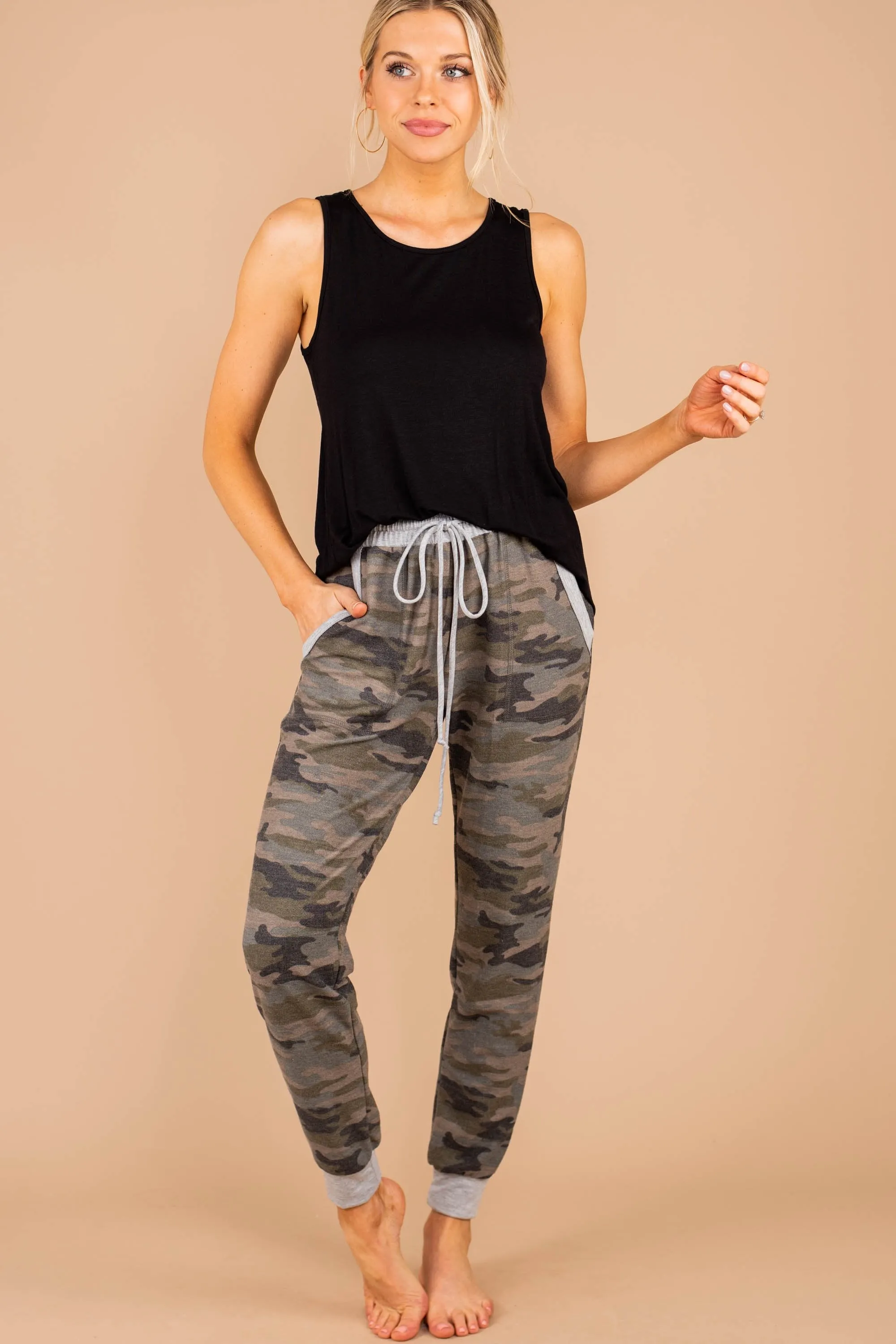 More Than You Know Green Camo Joggers