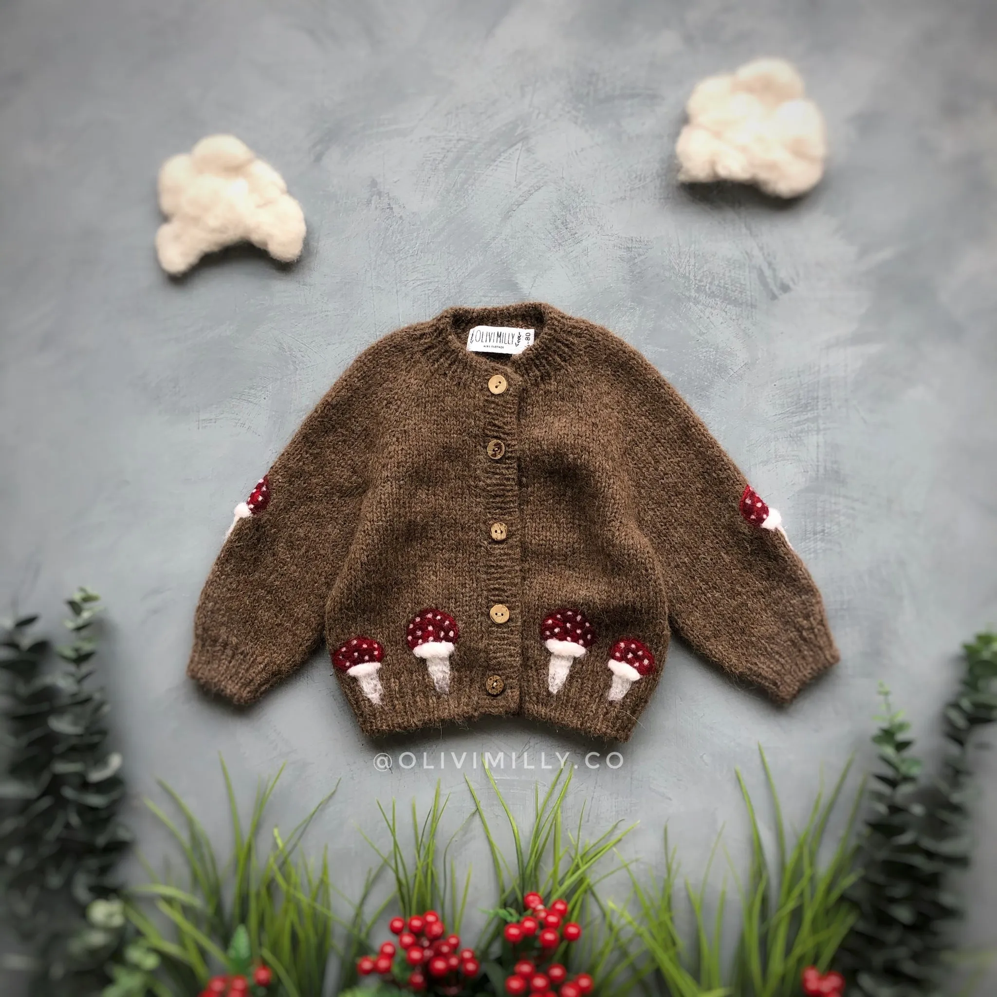 Mushrooms cardigan | Brown