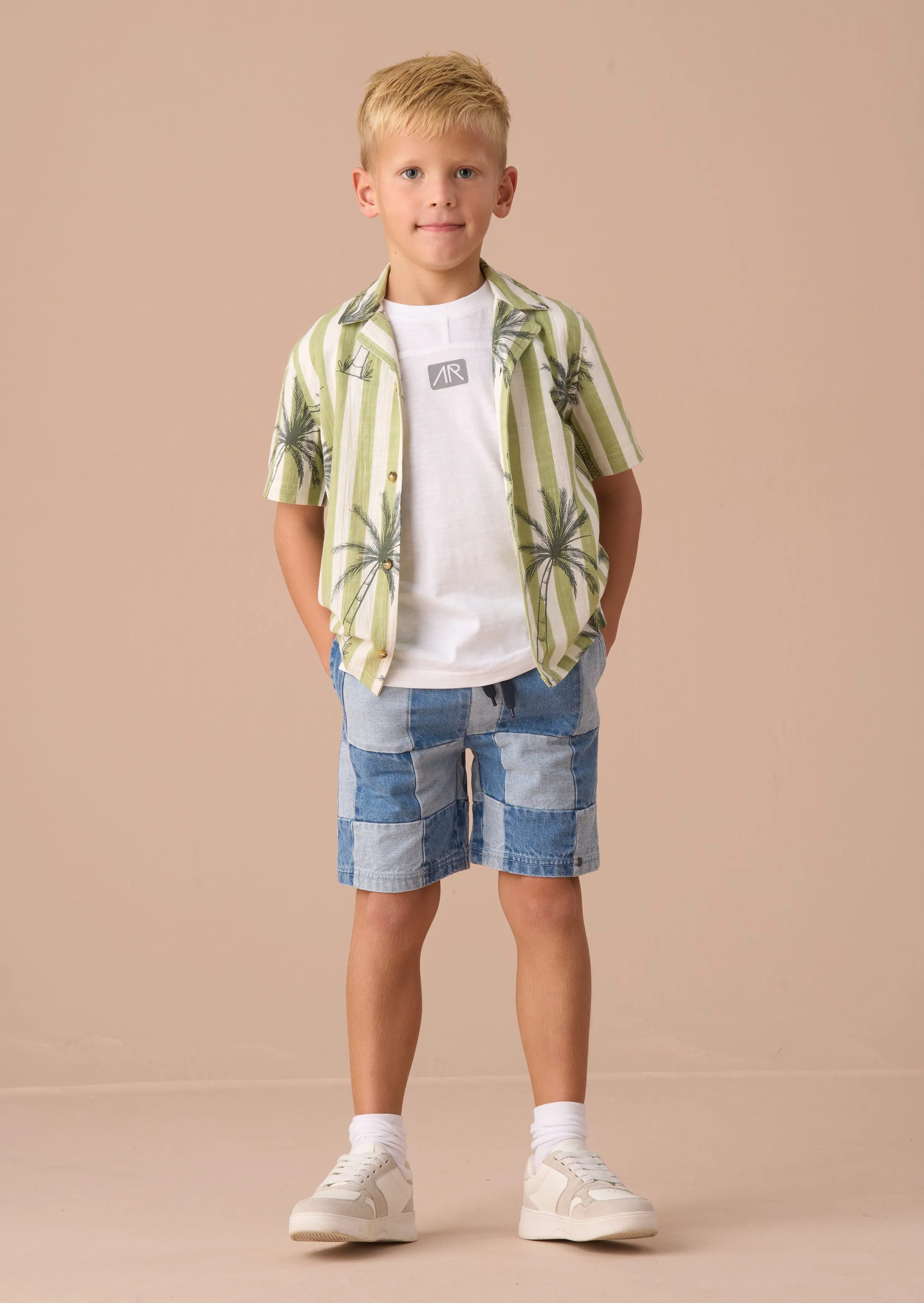 Neil Blue Patch Work Shorts