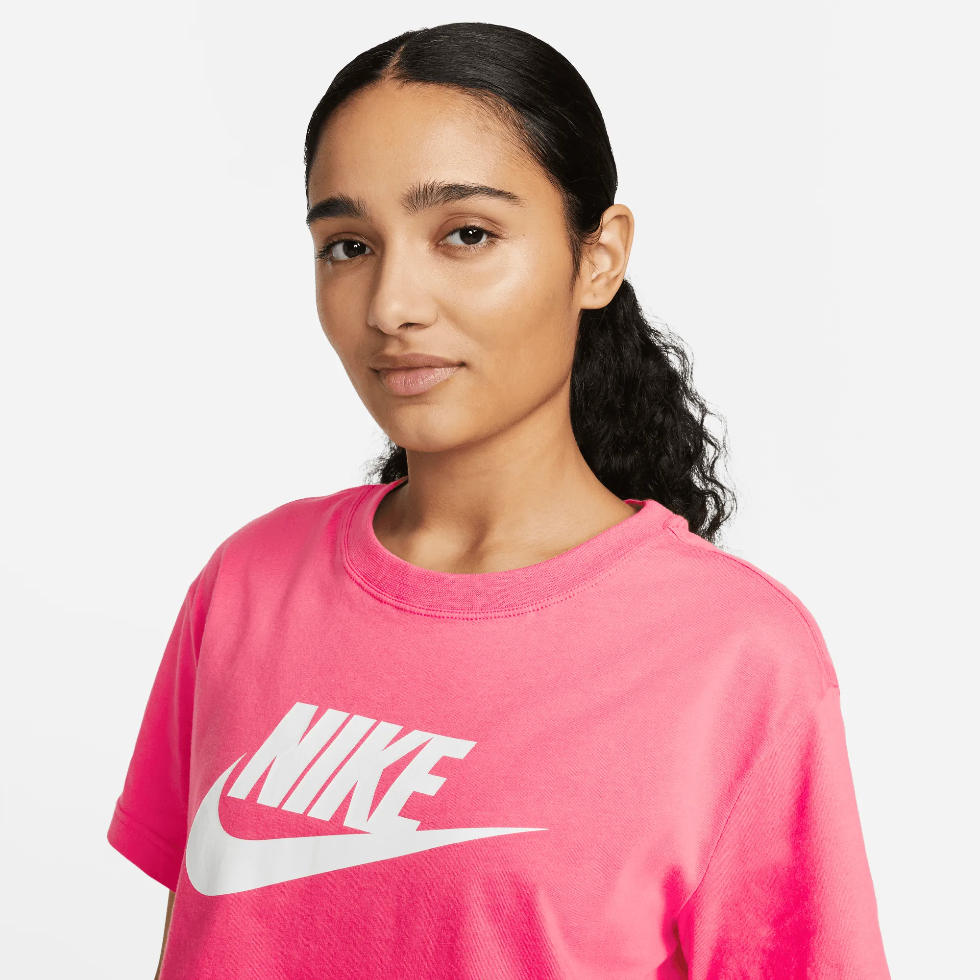 Nike - Women - Essential Icon Crop Logo Tee - Sea Coral/White