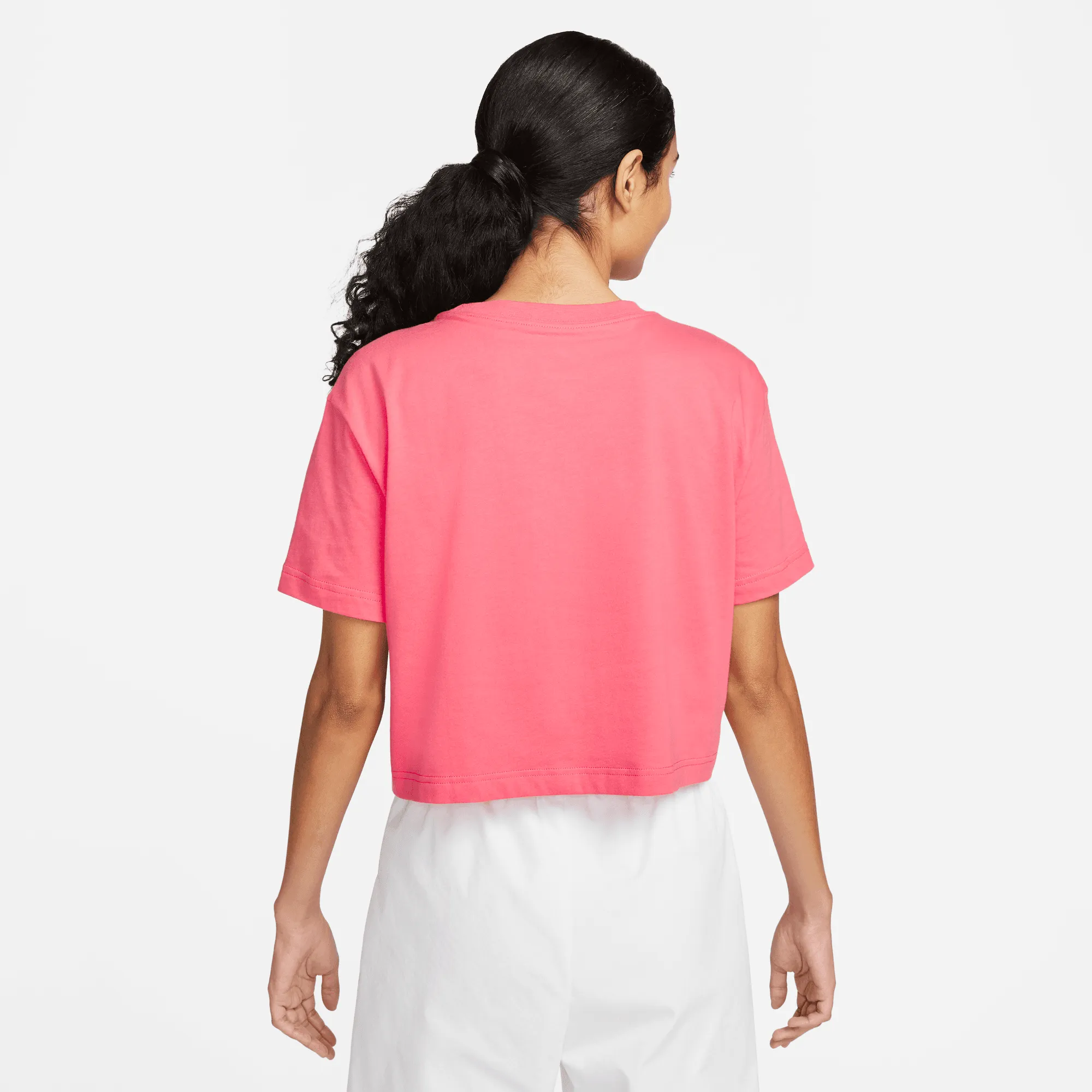 Nike - Women - Essential Icon Crop Logo Tee - Sea Coral/White
