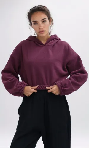 O200382 - Winter Cropped Hooded With Long Sleeves - Purple