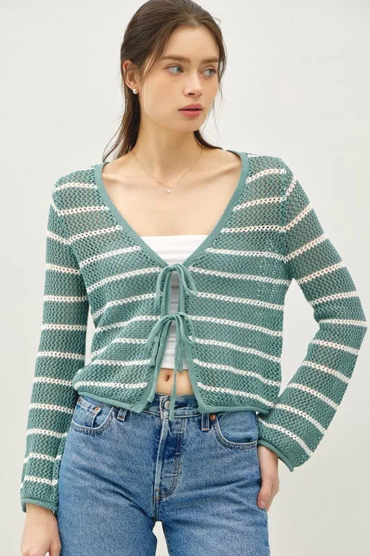 Open Crochet Tie Front Cardigans - 3 Colors!