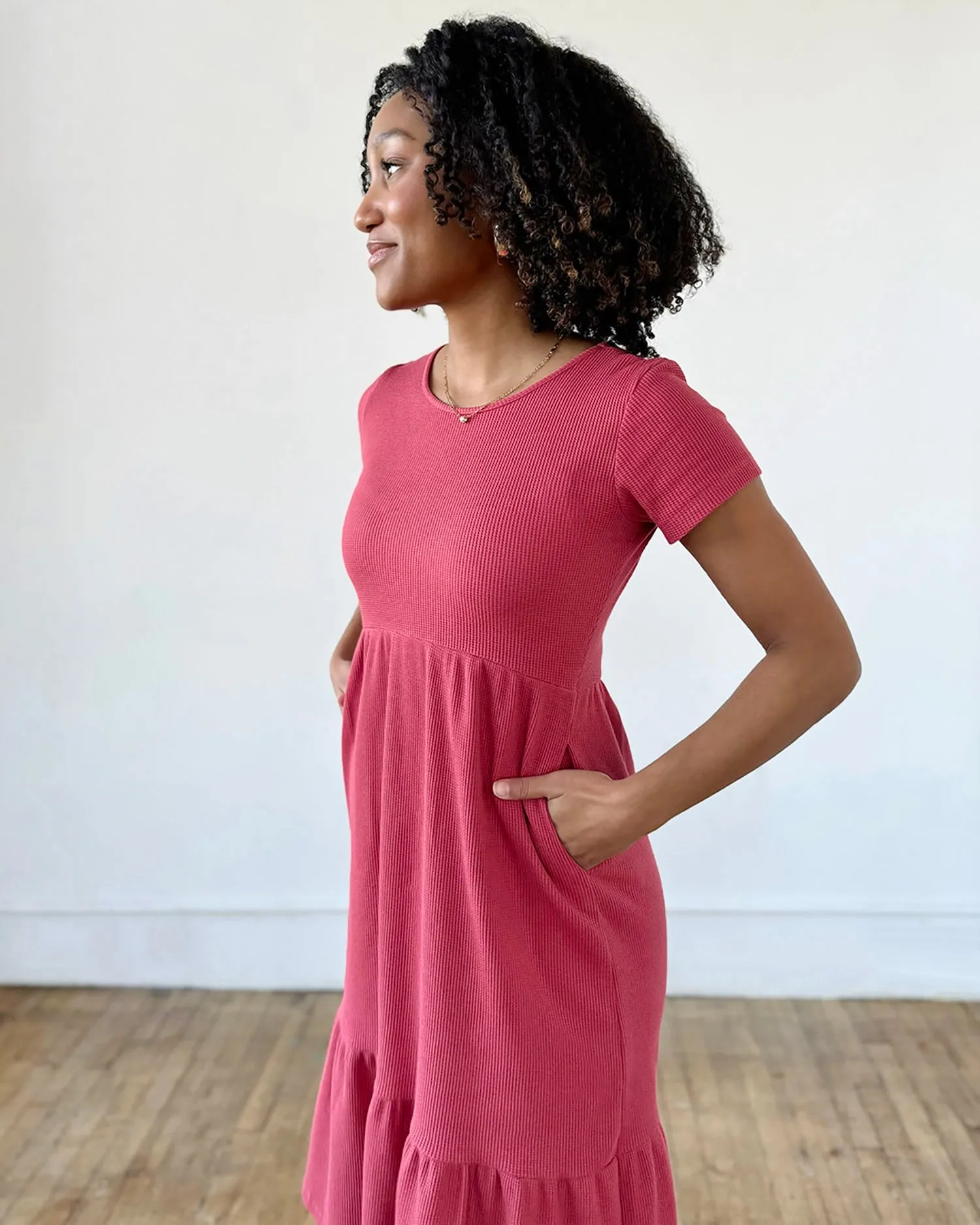 PHOENIX waffle knit dress in Soft Hibiscus