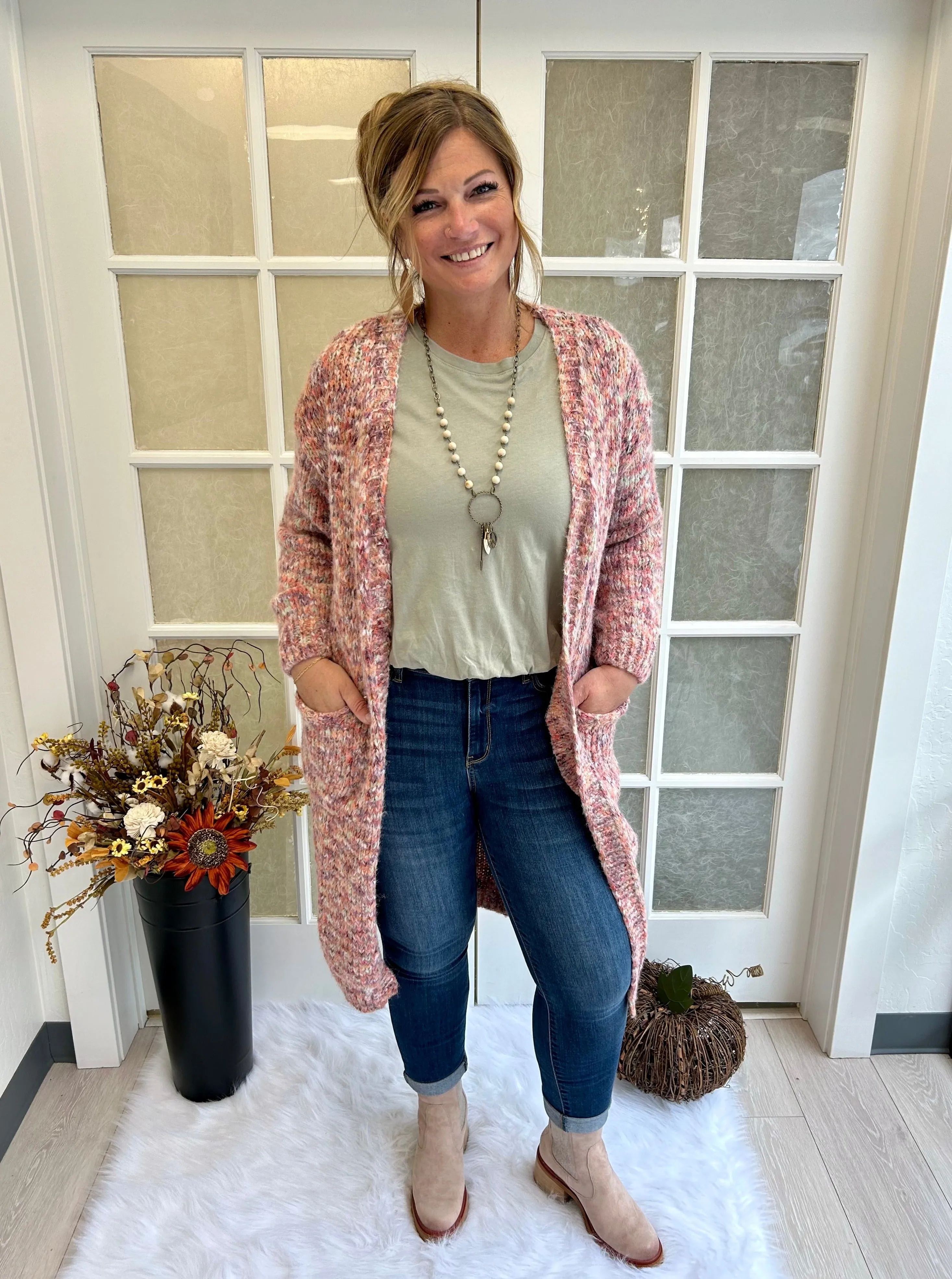 Pink Duster Cardigan