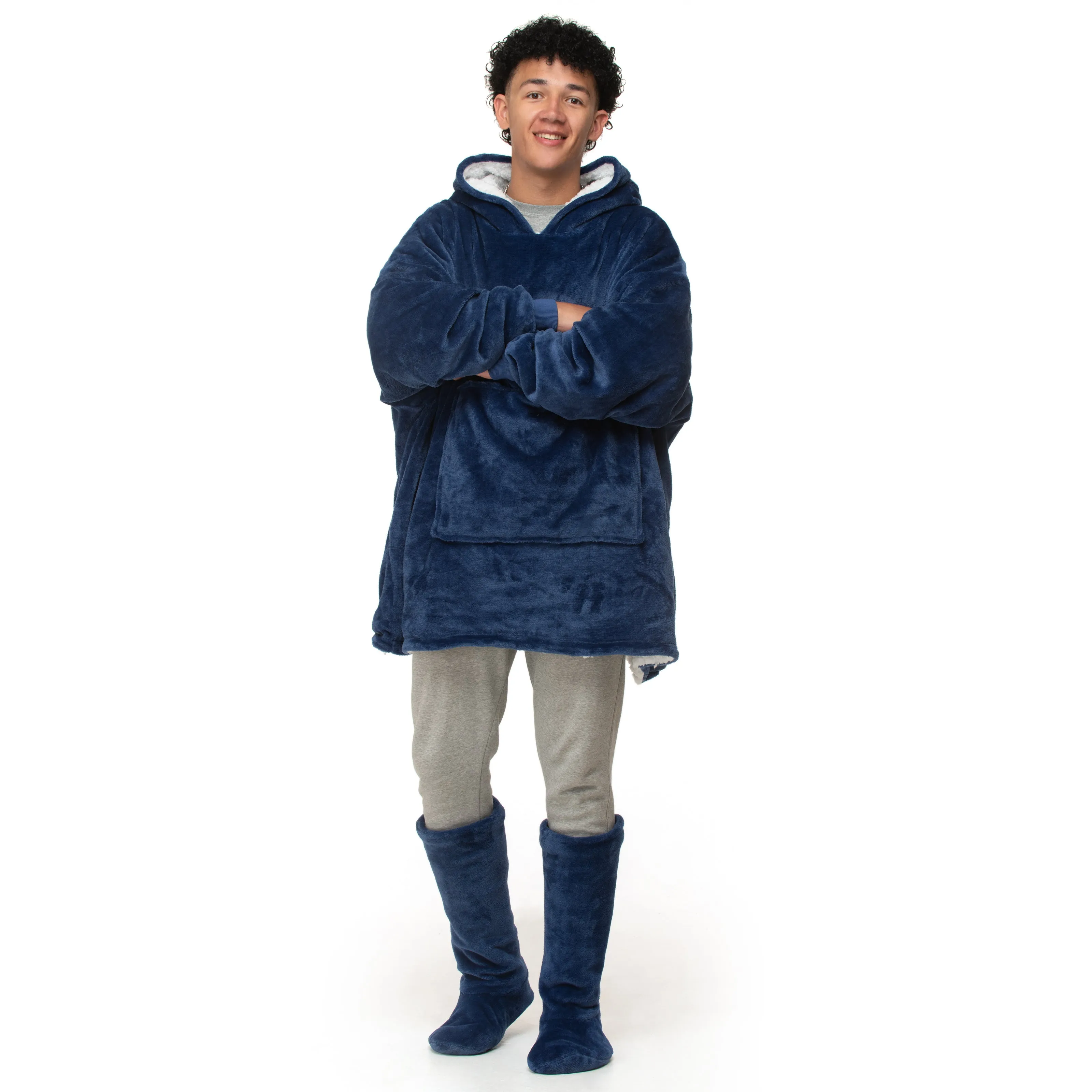 Plain Navy Hoodie Blanket
