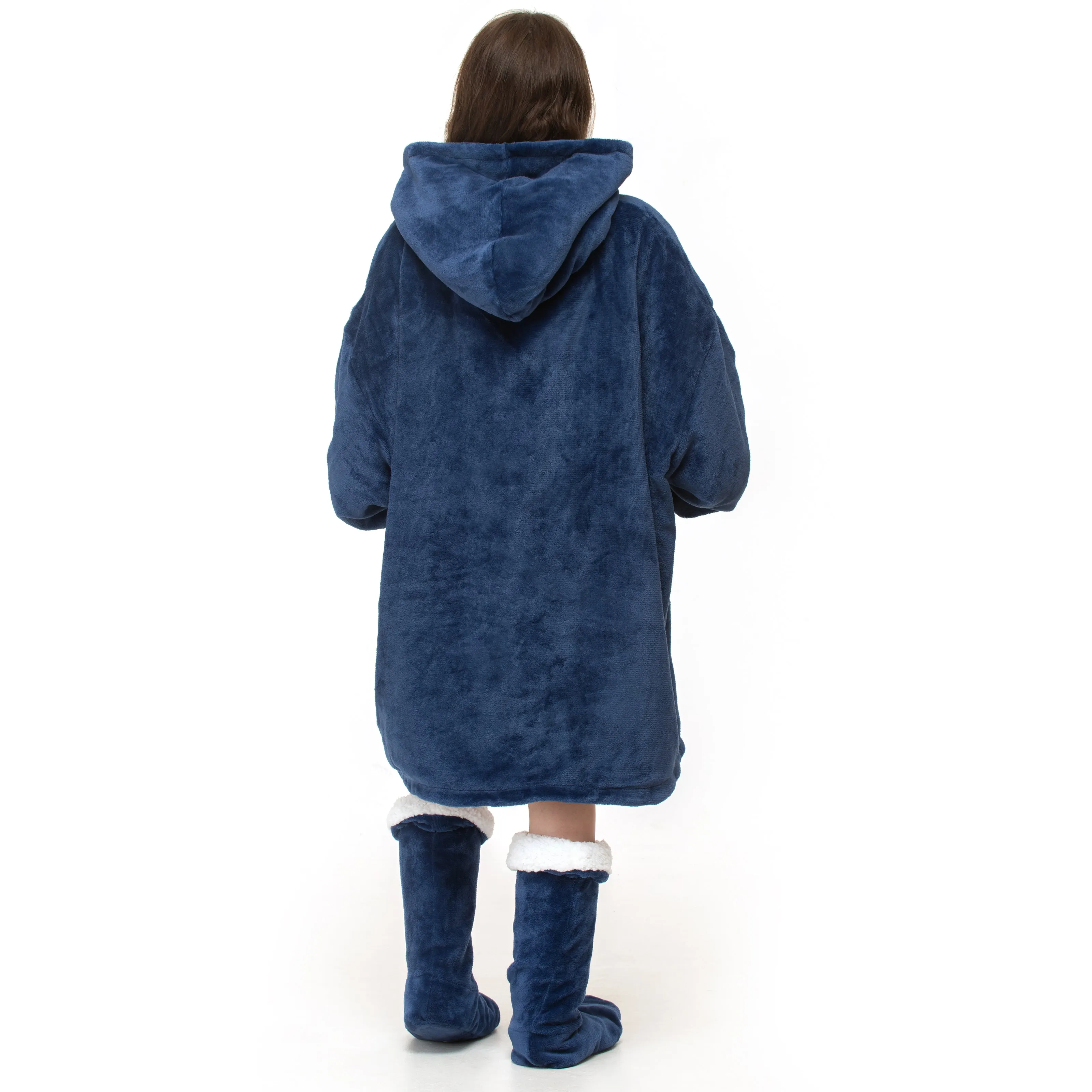 Plain Navy Hoodie Blanket