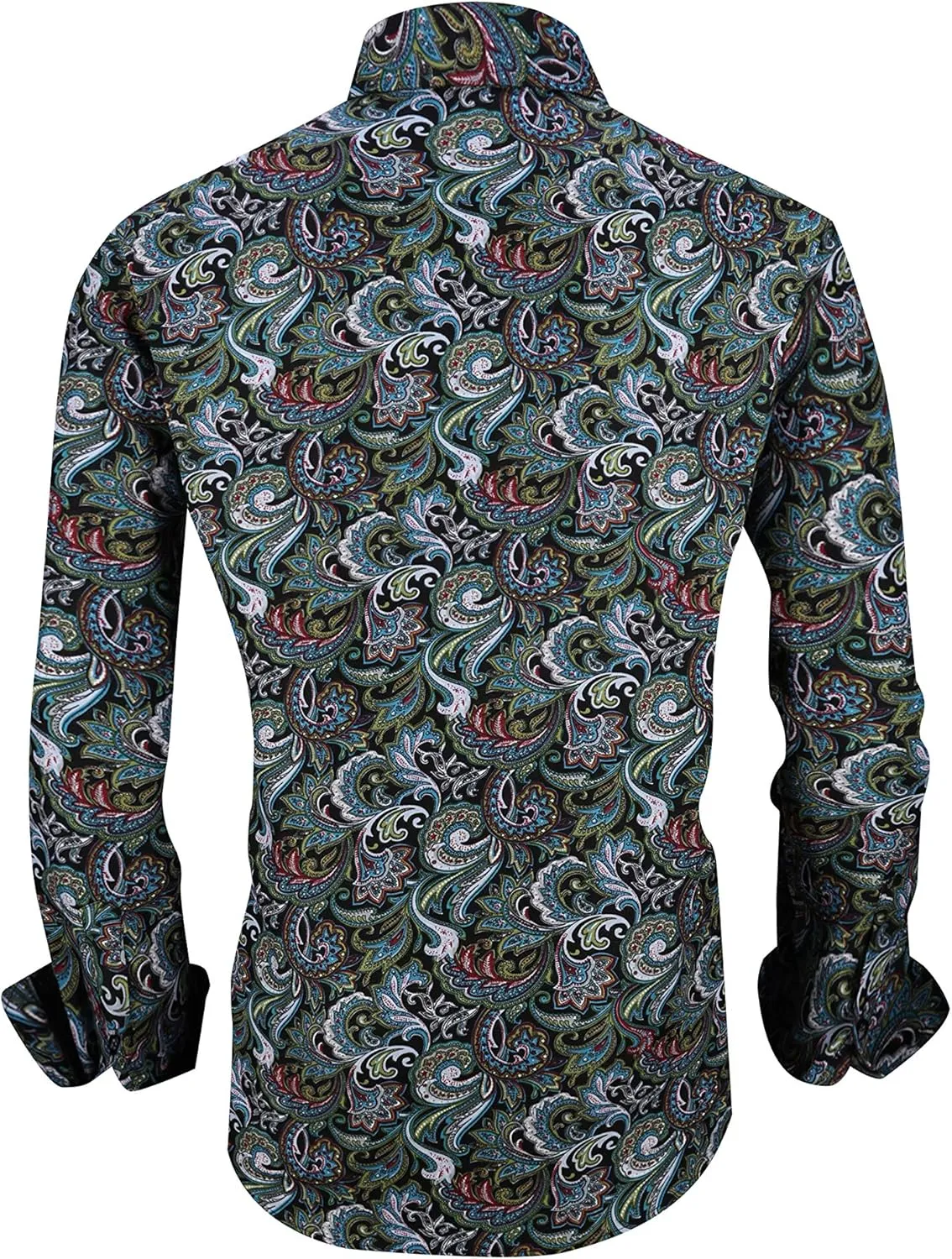 Premiere Men's Colorful Paisley Designer Fashion Dress Shirt Floral Casual Shirt Woven Long Sleeve Button Down Shirt