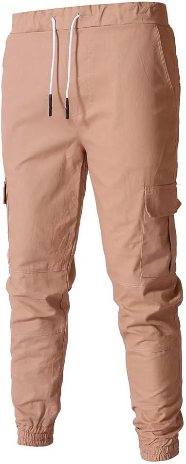 QWENTMTNTY Cargo Pants for Men Slim Fit Casual Cotton Skinny Joggers Big and Tall Hiking Athletic Gym Workout Sweatpants