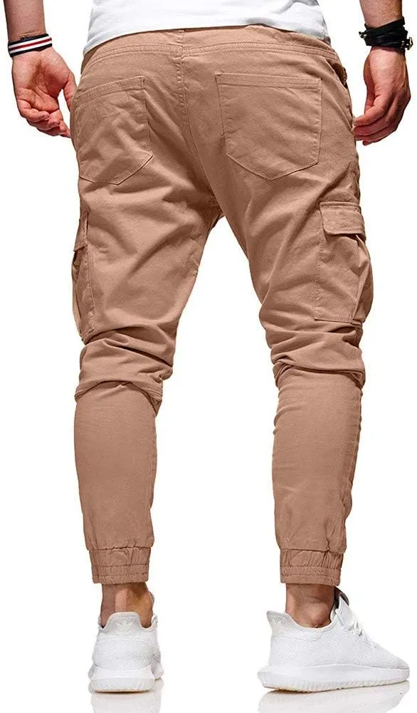 QWENTMTNTY Cargo Pants for Men Slim Fit Casual Cotton Skinny Joggers Big and Tall Hiking Athletic Gym Workout Sweatpants