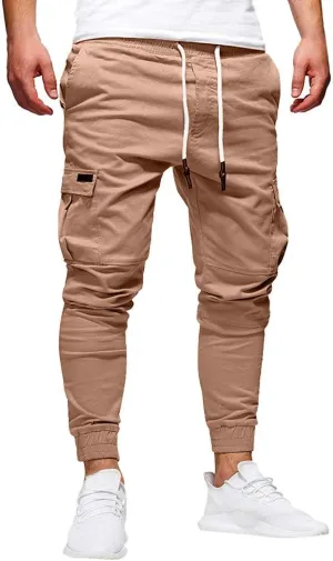 QWENTMTNTY Cargo Pants for Men Slim Fit Casual Cotton Skinny Joggers Big and Tall Hiking Athletic Gym Workout Sweatpants
