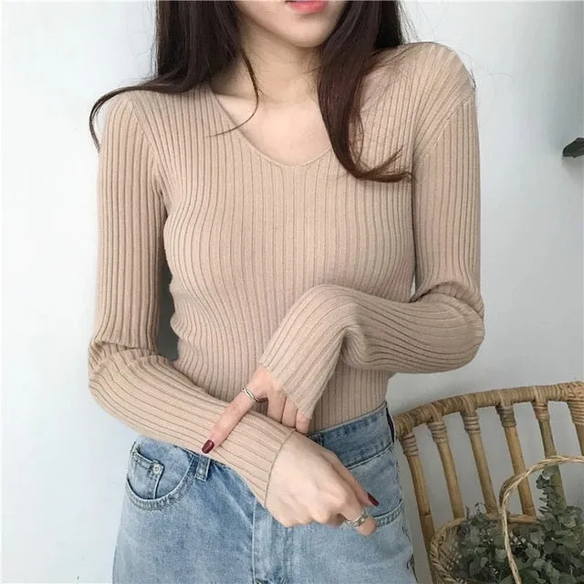 Rawa - Sweater Autumn Winter Tops Soft Knitted