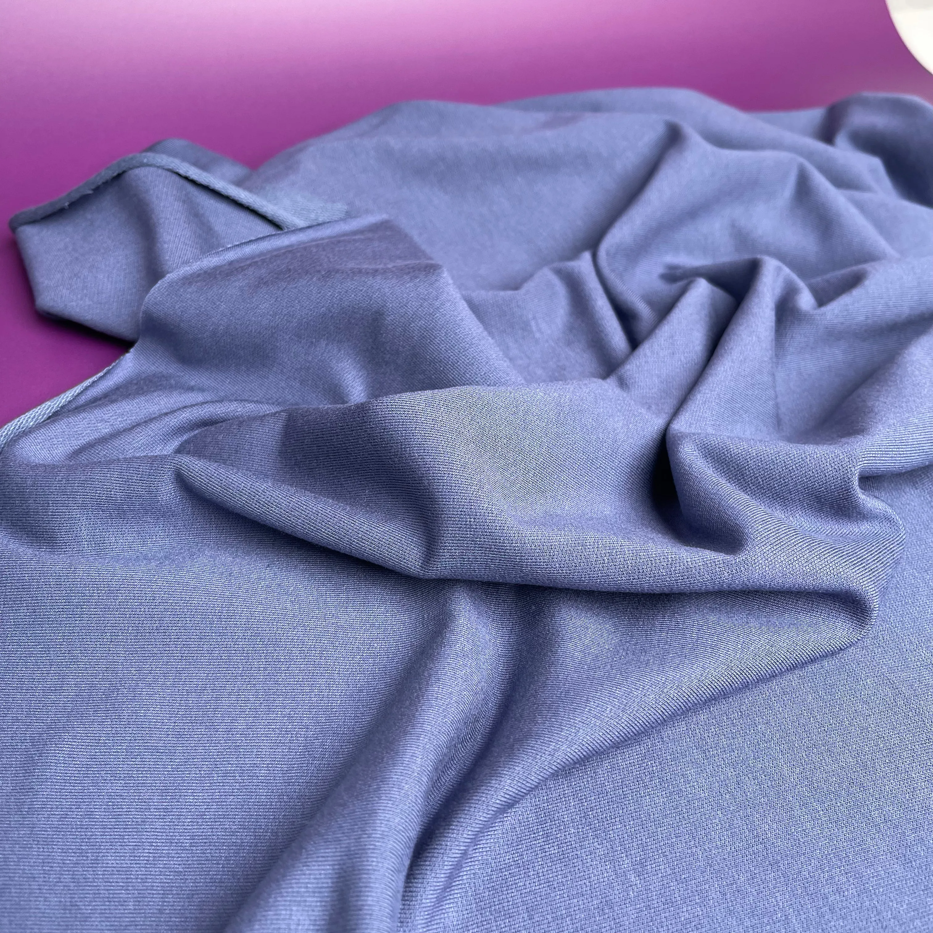 REMNANT 2.43 Metres - Splendour Modal French Terry in Denim Blue