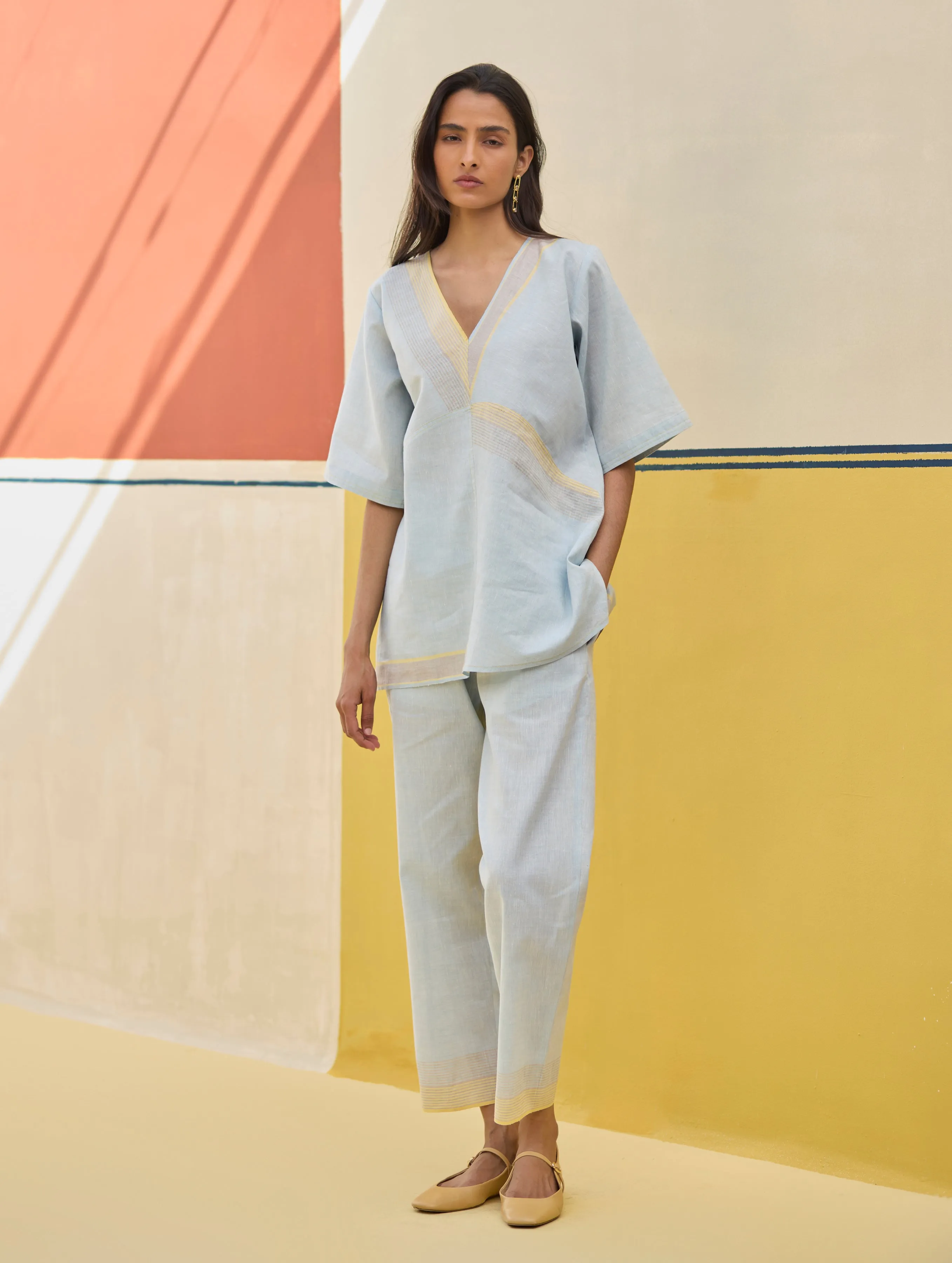 Reya Classic Border Pant - Sky