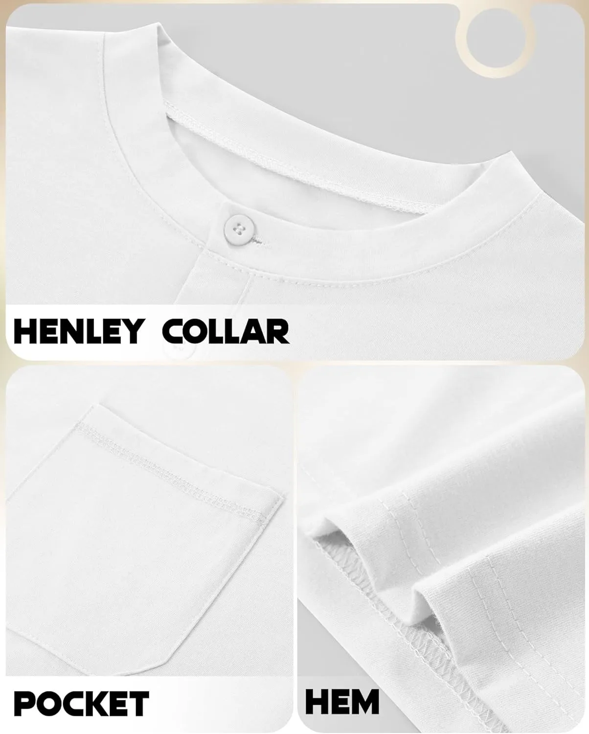 Riyiper 3 Pack Men's Big and Tall Henley T-Shirts, Short Sleeve Pocket Cotton Loose Fit Shirt Summer Oversized Button Tee