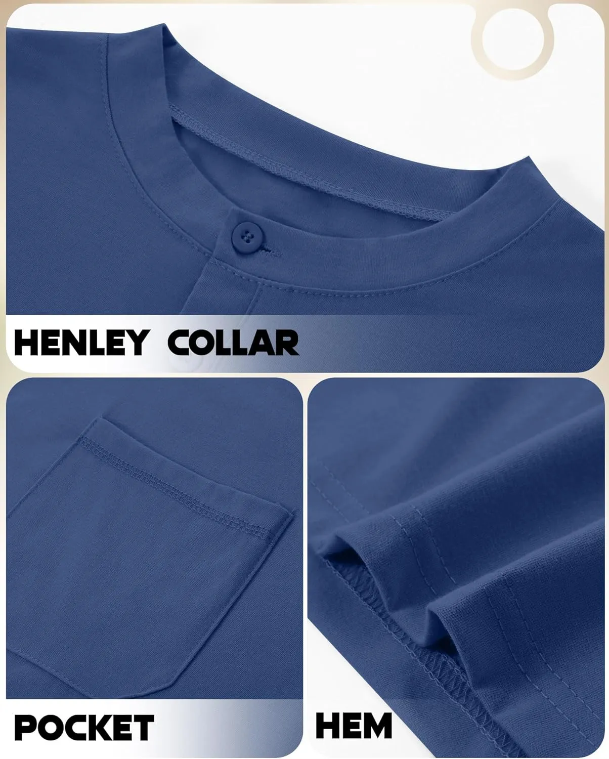 Riyiper 3 Pack Men's Big and Tall Henley T-Shirts, Short Sleeve Pocket Cotton Loose Fit Shirt Summer Oversized Button Tee